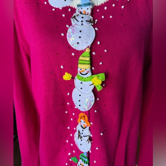 Berek Christmas Pink Snowman Cardigan‎